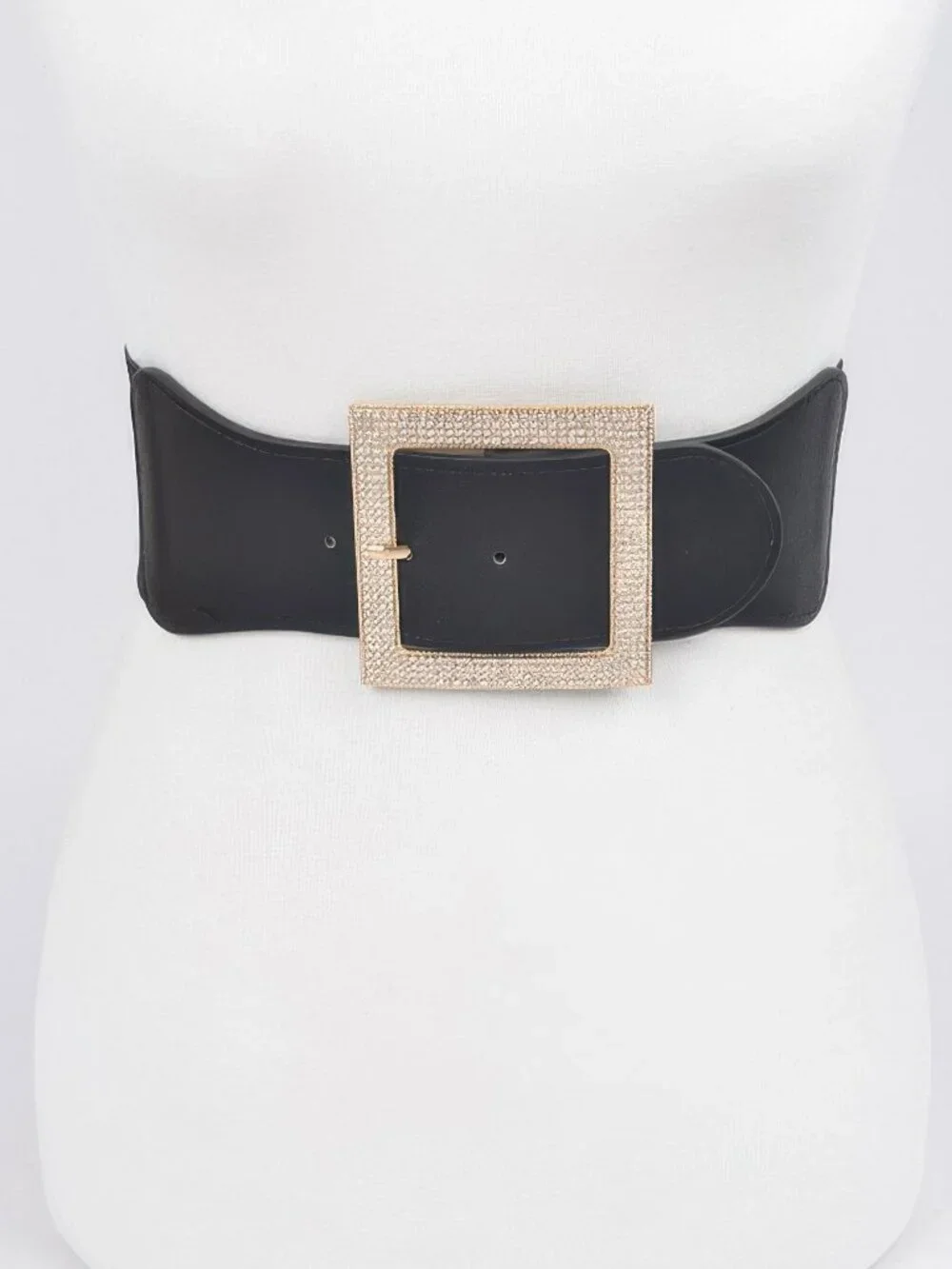 Rhinestone Buckle Elastic Belt